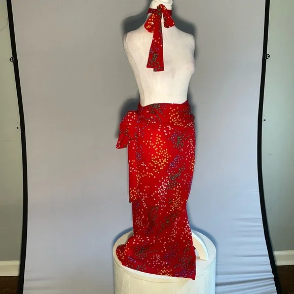 UK Never Fully Dressed Bohochic Vacation 2 piece Wrap Midi Skirt Long Sleeve - Picture 8 of 13